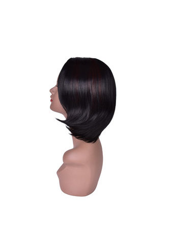 Moyen Longueur Noir Perruques Synthétiques pour les Femmes Afro-Américaines Haute Température Fibre Bob Style 11 pouces