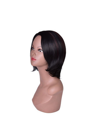 Moyen Longueur Noir Perruques Synthétiques pour les Femmes Afro-Américaines Haute Température Fibre Bob Style 11 pouces