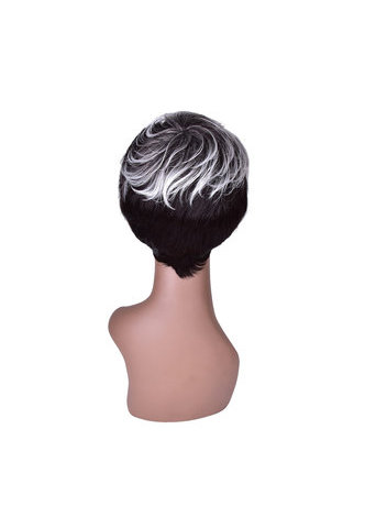  Short Straight Wig Black Blonde White Ombre Rose Net Synthetic Women Hair Piece Party Cosplay Wigs 1pc 5.9inch