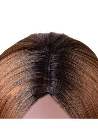HairYouGo  Medium Length Dark Roots BoBo Style Synthetic Wigs for African American Women High Temperature Fiber Wig 12.6inch