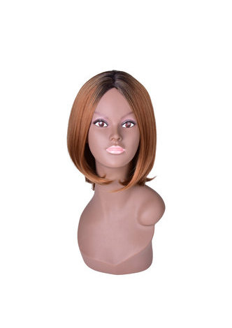 HairYouGo  Medium Length Dark Roots BoBo Style Synthetic Wigs for African American Women High Temperature Fiber Wig 12.6inch