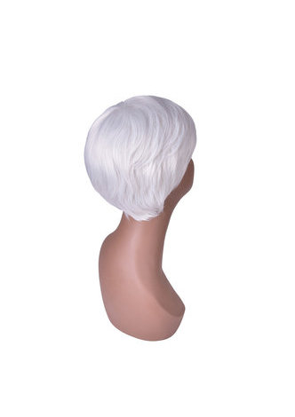 HairYouGo 5.9inch Short Straight Wig Silver Gray Ombre Rose Net Synthetic Women Hair Piece Party Cosplay Wigs
