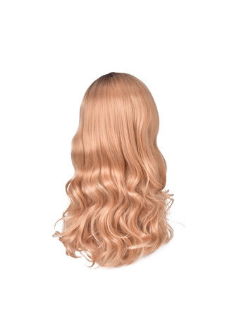 HairYouGo Long Wavy 25.6 Orange Brown Pure Color Synthetic Wigs Heat Resistant Hair Cosplay Party Wig Pelucas