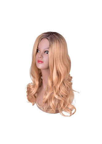 HairYouGo Long Wavy 25.6 Orange Brown Pure Color Synthetic Wigs Heat Resistant Hair Cosplay Party Wig Pelucas