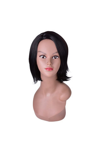 HairYouGo Medium Length Black Synthetic Wigs for African American Women High Temperature Fiber Bob Style 11inch