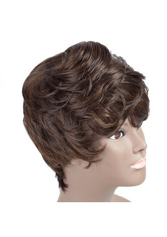  1.5-4.5inch Short Curly Synthetic Wigs 1Pc for Black Women Kanekalon Heat Resistant Fiber Fs4-30#