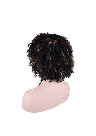  BLOOM Curly Synthetic Wigs SP1B/27# 5Inch Stripes Color Japanese Kanekalon Fiber Short Wigs For Black Women 1PC