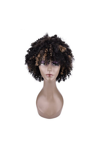  BLOOM Curly Synthetic Wigs SP1B/27# 5Inch Stripes Color Japanese Kanekalon Fiber Short Wigs For Black Women 1PC