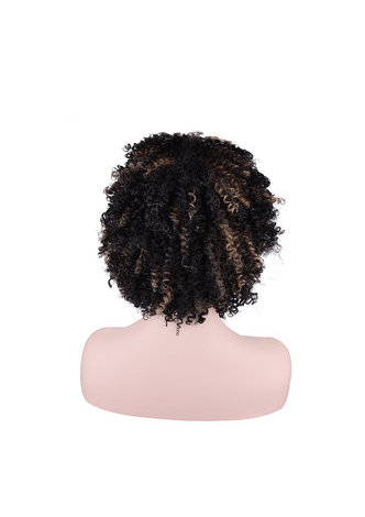  BLOOM Curly Synthetic Wigs SP1B/27# 5Inch Stripes Color Japanese Kanekalon Fiber Short Wigs For Black Women 1PC