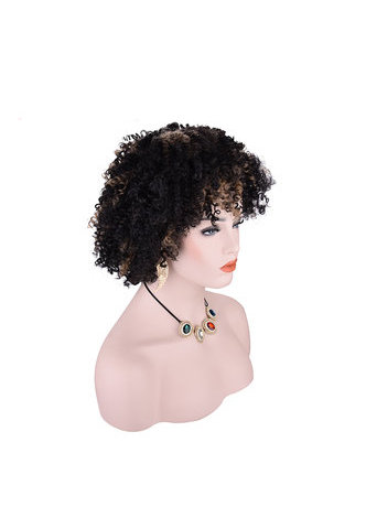  BLOOM Curly Synthetic Wigs SP1B/27# 5Inch Stripes Color Japanese Kanekalon Fiber Short Wigs For Black Women 1PC