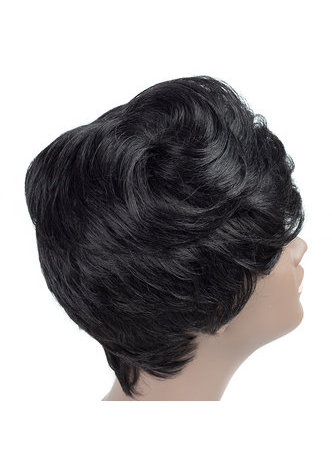 Straight Synthetic Wigs 1.5-4.5inch Cosplay Wigs 1pc Heat Resistant Black #1B Short Wigs For Black Women 3 Colors