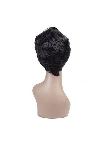 Straight Synthetic Wigs 1.5-4.5inch Cosplay Wigs 1pc Heat Resistant Black #1B Short Wigs For Black Women 3 Colors
