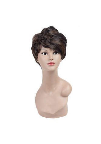 Straight Synthetic Wigs 1.5-4.5inch Cosplay Wigs 1pc Heat Resistant Black #1B Short Wigs For Black Women 3 Colors