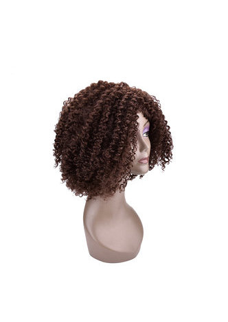  Synthetic Curly Wig 4# Japanese Kanekalon Fiber Wigs For Black Women 9Inch Heat Resistant Short Wigs