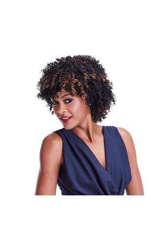 HairYouGo BLOOM Curly Synthetic Wigs SP1B/27# 5Inch Stripes Color Japanese Kanekalon Fiber Short Wigs For Black Women 1PC