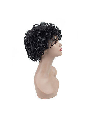 HairYouGo Synthetic hair Wigs 3.5-5inch Natural Black High Temperature Fiber 1b Wigs for Black Women