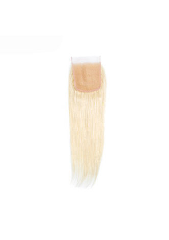 Brazilian Straight Hair #613 Blonde 3 Bundles With Lace Closure 4Pcs Lot Non-Remy Hair Free Shipping