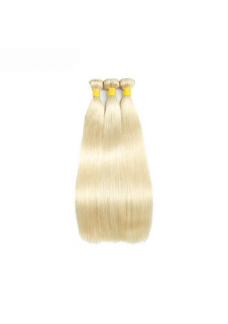Brazilian Straight Hair #613 Blonde 3 Bundles With Lace Closure 4Pcs Lot Non-Remy Hair Free Shipping