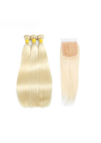HairYouGo Brazilian Straight Hair 613 3 Bundles Human Hair With Closure Non-Remy Hair Free Shipping