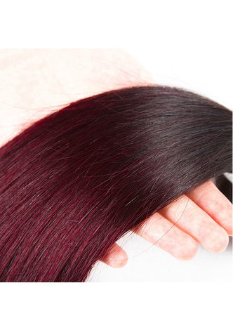  Non-Remy Brazilian Hair Straight In Extension Pre-Colored T1B/99J Human Hair Bundles With Closure 