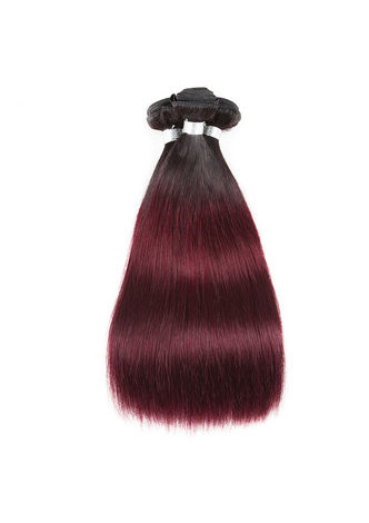  Non-Remy Brazilian Hair Straight In Extension Pre-Colored T1B/99J Human Hair Bundles With Closure 