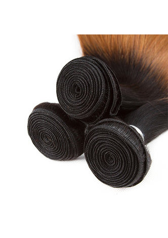 Non-Remy Cheveux Raides Pré-Coloré T1B / 30 Cheveux Humains 3 Bundles Avec Fermeture Livraison Gratuite