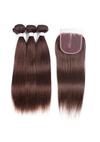 Non-Remy Hair Pre-Colored прямые тресс#4 натуральные волосы на трессе с накладки бесплатная доставка