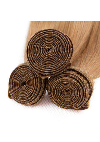  Non-Remy Hair Straight Wave Bundles With Closure #27 Pre-Colored Human Hair Bundles In Extension 