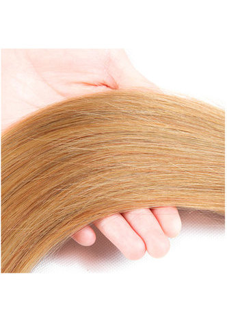  Non-Remy Hair Straight Wave Bundles With Closure #27 Pre-Colored Human Hair Bundles In Extension 