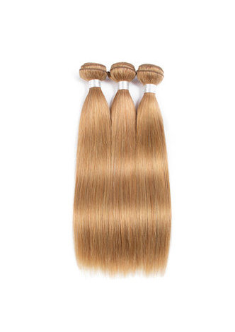  Non-Remy Hair Straight Wave Bundles With Closure #27 Pre-Colored Human Hair Bundles In Extension 