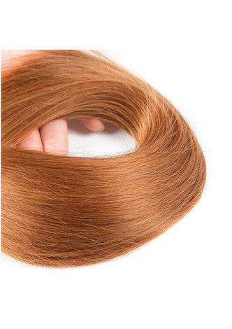  Non-Remy Hair Straight Wave Bundles With Closure #30Pre-Colored Human Hair Bundles Free Shipping