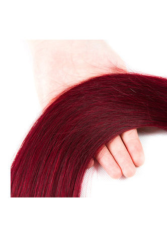  Non-Remy Hair Straight Wave Bundles With Closure #BUG Pre-Colored Human Hair Free Shipping
