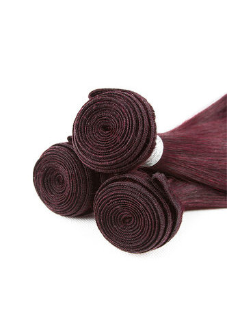  Non-Remy Straight Hair Bundles In Extension Pre-Colored #99J Human Hair Bundles With Closure