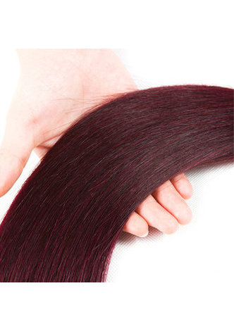  Non-Remy Straight Hair Bundles In Extension Pre-Colored #99J Human Hair Bundles With Closure