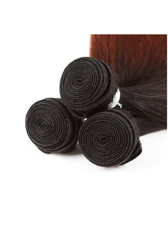  Non-Remy Straight Hair Wave Bundles Pre-Colored T1B/33 Human Hair Bundles With Closure Free Shipping