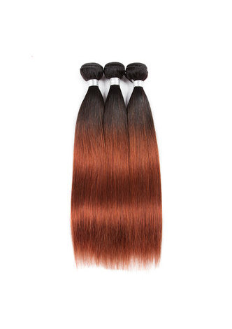  Non-Remy Straight Hair Wave Bundles Pre-Colored T1B/33 Human Hair Bundles With Closure Free Shipping