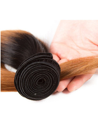 HairYouGo  Non-Remy Straight Hair Pre-Colored T1B/30 Human Hair 3 Bundles With Closure Free Shipping