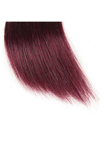 HairYouGo Non-Remy Brazilian Hair Straight In Extension Pre-Colored T1B/99J Human Hair Bundles With Closure